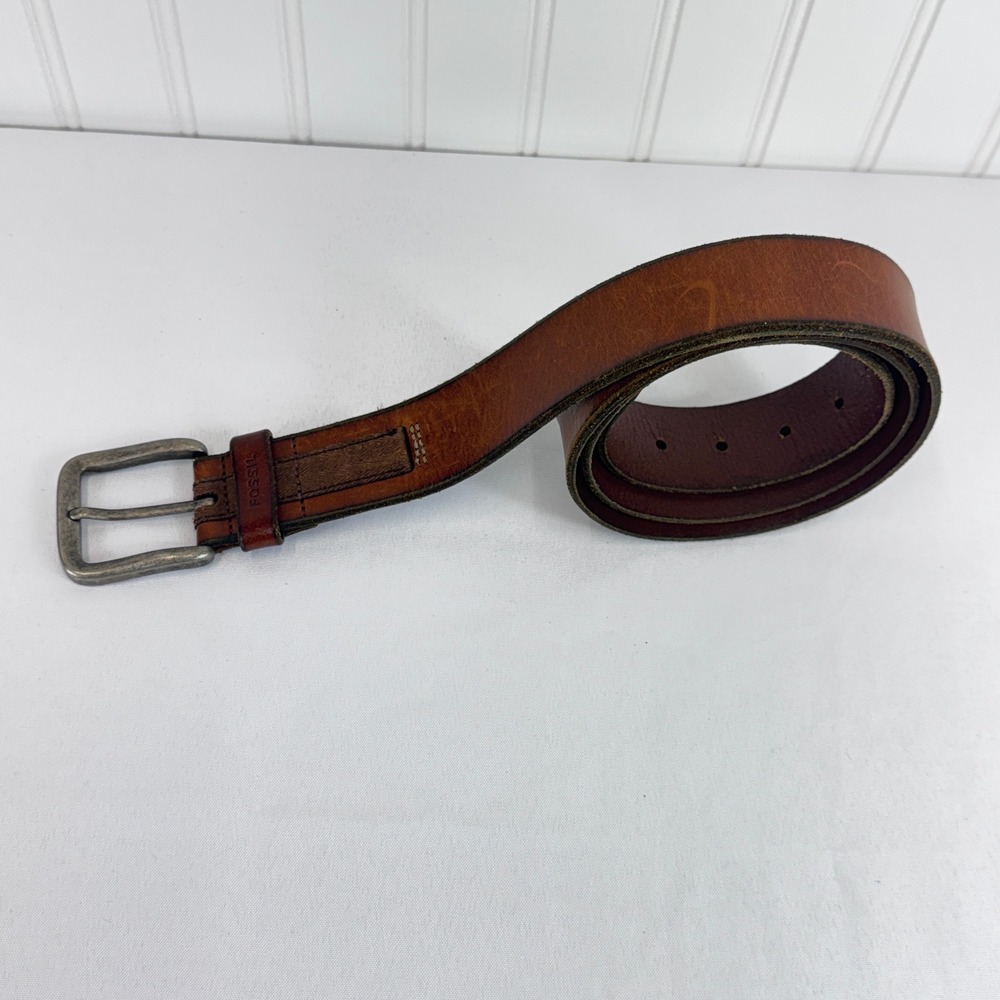 Fossil Leather Belt Mens 42 Brown Distressed Rugged MB1229 Vintage Workwear